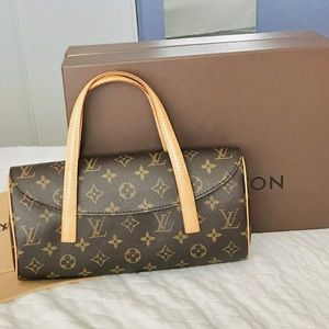 Louis Vuitton canvas leather sonatine handbag